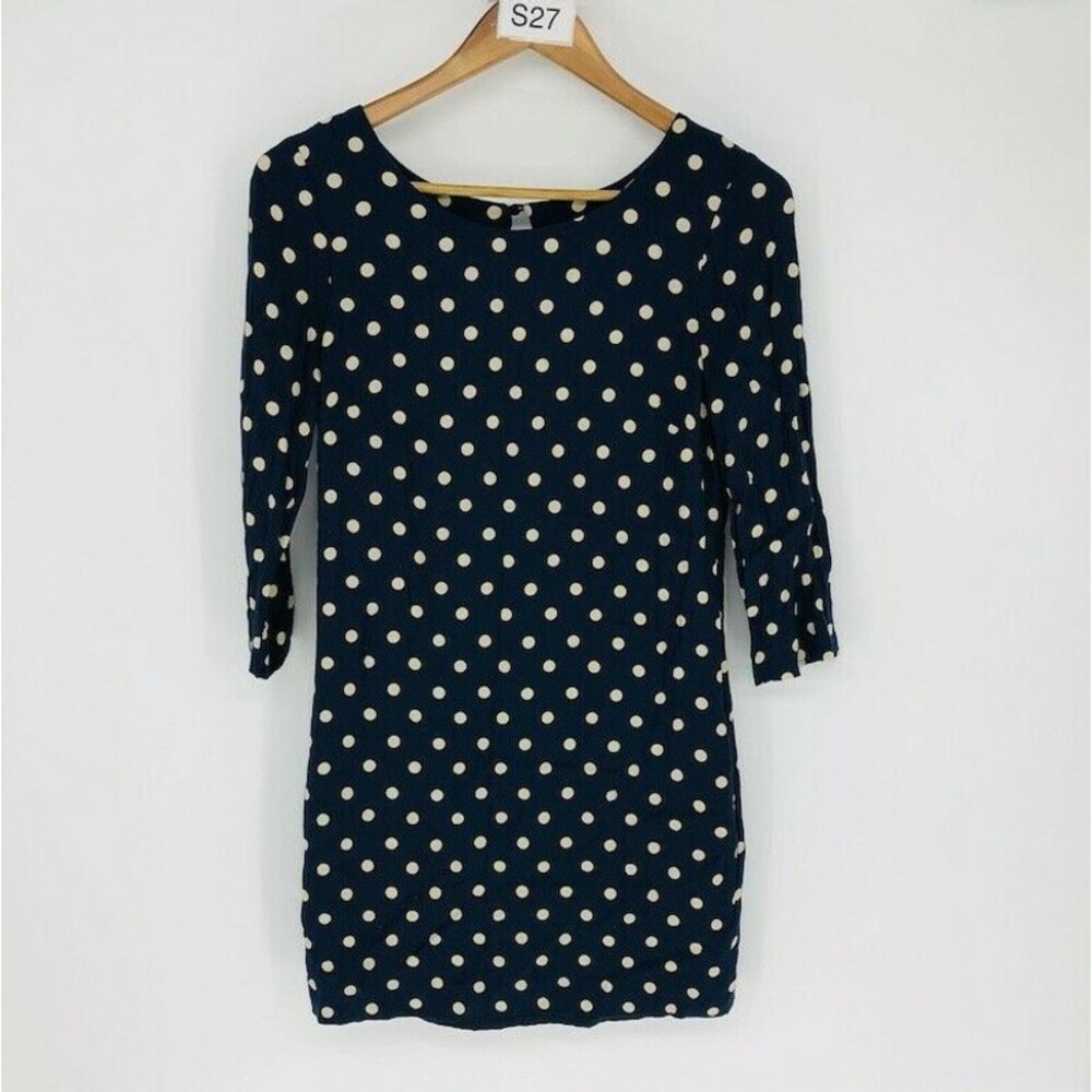 Boden Women's Blue Polka Dots 100% Polyester Scoop Neck Long Sleeve Top Size 4R